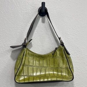 Coldwater Creek 90’s Vintage Faux Crocodile Lime Green Purse